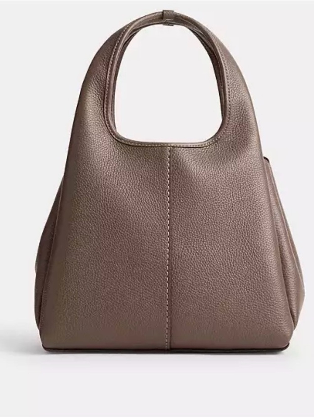 Coach Brown Pebbled Leather Shoulder Tote with Gold Accent - Picture 3 of 10